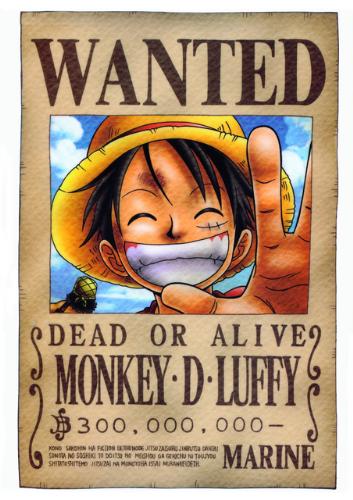 luffy smiling with a badass bounty - its a picture of luffy, being as carefree as ever, yet having a very very respectable bounty, ridiculous achievement over a short period of his adventure, and i believe it is because of his one directional attitude, what ever he says he will stick by it. his character is really impressive, the person that worked on this character must have had a good childhood freind to relate him to.