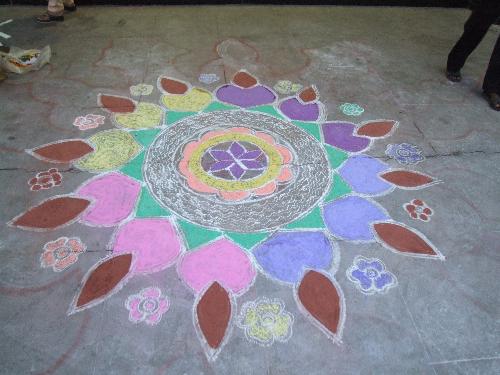 kolam - kolam drawn in a marriage in Chennai, India