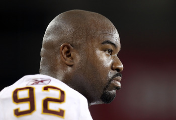 Albert Haynesworth - A big cry baby! Went to Washingto.When Coach Shanahan became coach he wore out his welcome! he didn't want to play the new defense Shanahan put in!