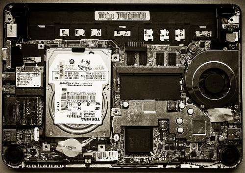 netbook - The insides of a netbook laptop.