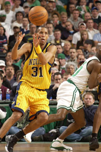 Reggie Miller - MBA great. Spent his whole career with the Indiana Pacers.