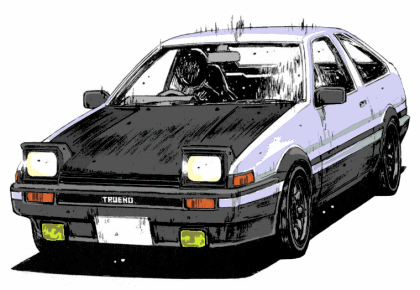 The AE86 - The car with the Panda color scheme. Made popular by the comics, and the movie!