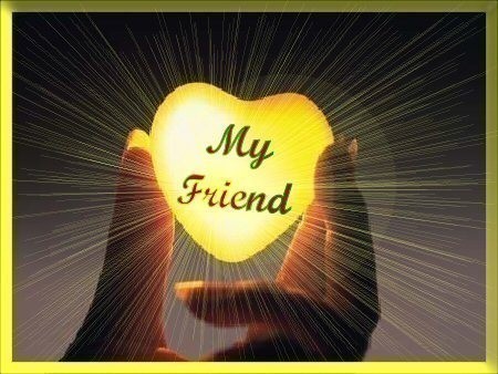 My Friend - A golden heart with the phrase 'My friend' written in.