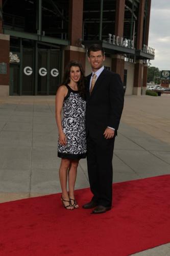 The Packers kicker - Green Bay Packer kicker Mason Crosby and his wife.