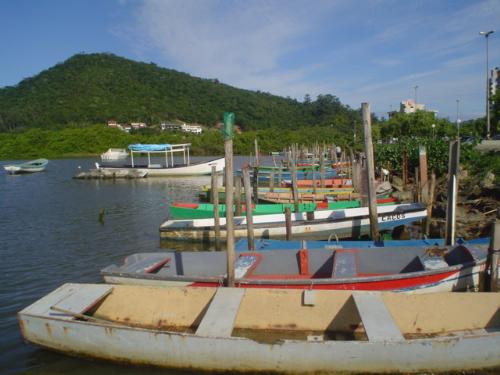 Brasil, fishermen´s boats at Santa Catarina. - A fishermans´s place near Camboriu