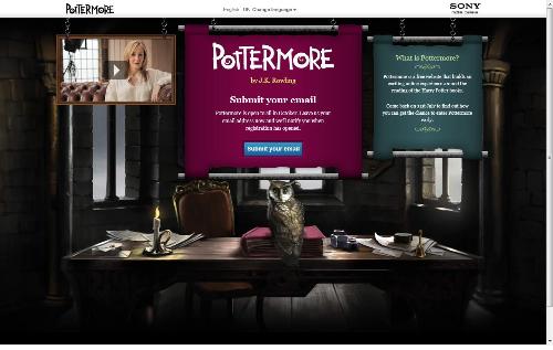 Pottermore - A screenshot from the NEW homepage of the Pottermore website, with an explanation of what Pottermore is all about.