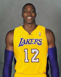 Dwight Howards already a Laker? - This is a photo of Dwight Howard in a Lakers uniform.