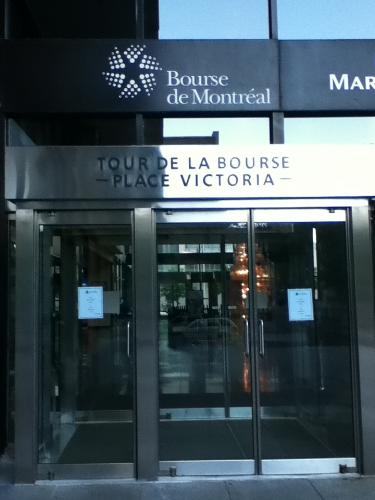 Main entrance of the Montreal Stock Exchange - This is the main door of the Montreal Stock Exchange.