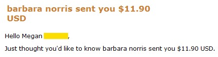 money - a recent payment I received from dealbarbiepays!