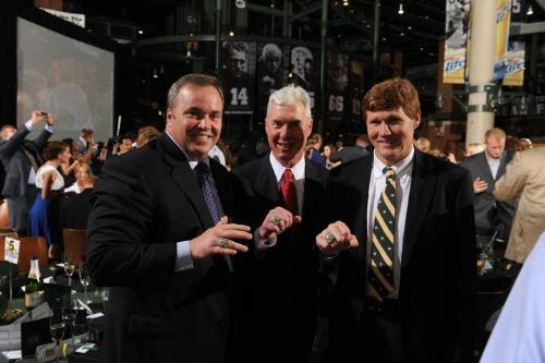 Ya Baby! - Grren Bay Packer head coach Mike McCarthy,Packer GM Ted Thompson and Packer CEO Mark Murphy showing off their Super bowl rings!