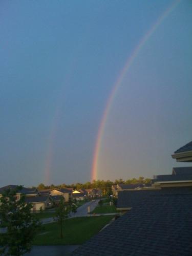 Rainbows - The one of the right is in full color. If you look closely you can see a second one the left! That's awesome!