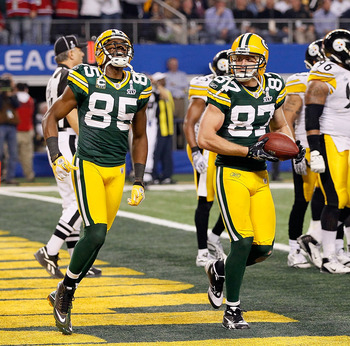Packers recievers - Greg Jennings is 85 and 87 is Jordy Nelson. Two of the best recivers right now with the Packers.