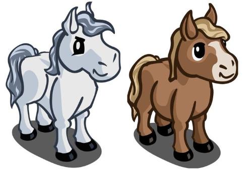 Mini horses - Some of the animals you can get on Farmville,which I play.
