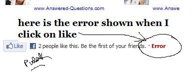 error in facebook like button - the pic shows how it looks like ..when I found an error while clicking a like button of facebook.