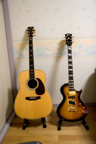 guitars - Electric and non electrical wood guitars.