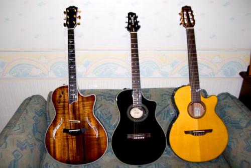 guitars - three guitars on the floor.