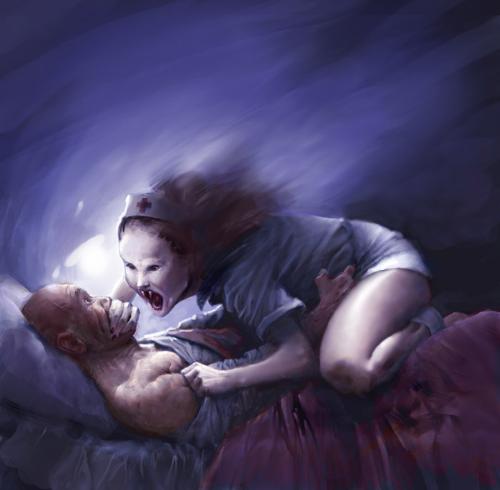 nightmares - scary pic of a nurse and a patient.