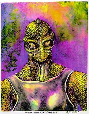 Reptilian Alien - A drawing of a reptilian alien.