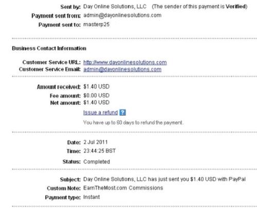EarnTheMost.com Payment Proof from ONCash - Paypal Payment Proof from a new site we are following online.