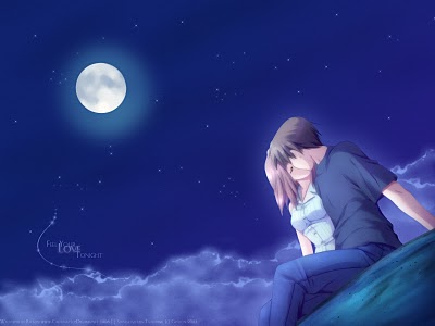 boy and girl kissing in the moonlight - boy and girl kissing in such a romantic way while watching the moonlight^^