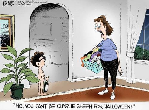 Funny! - Mom is telling her son he can't be Charlie Sheen for Halloween! So funny!
