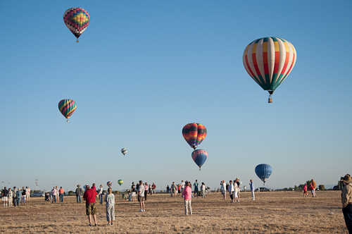 Off they go! - Eight hot air balloons in flight