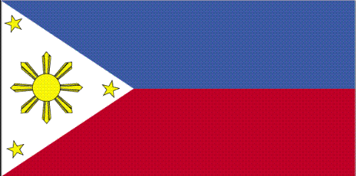 Philippine Flag - The Philippines is a very beautiful place! Lots of beaches and tropical fruits that are very delicious! I hope you guys can visit the Philippines someday! :)