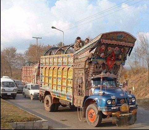 overloaded - it is not safe to move behind trucks
