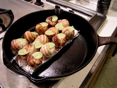 Esgargot - Espargot is snail. Here it is stuffed and being fried.