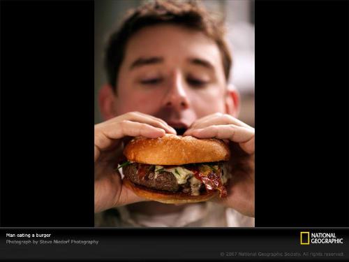 Man eating burger - Yumyumyum! Burgers! 