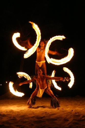 Fire Dancing - The fire dancing show in French Polynesia Tahit.