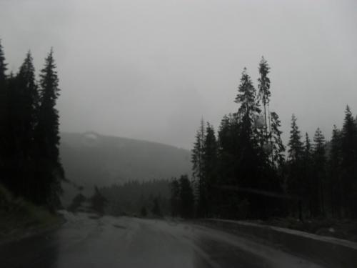 Heavy rain in the mountains - The picture is taken from the car, on our way home