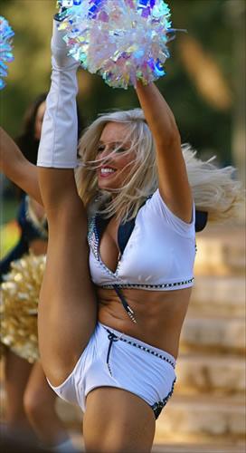 Cheerleader - An NFL Cheerleader. Boy, can she kick high! Unreal!