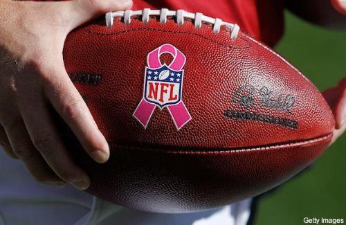 NFL football - The offical NFL football used last October during Breast Cancer awareness Month.