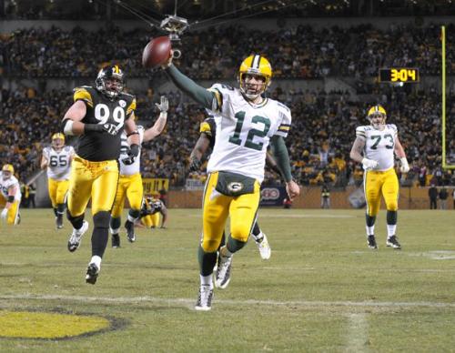 Aaron Rodgers - Aaron Rodgers running in for Touchdown when we played the Pittsburgh Steelers in 2009.