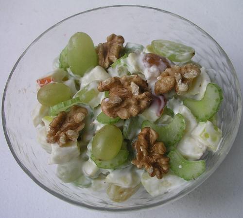 Waldorf salad - I can't imagine eating a sald with grapes and walnuts in it! Yuck!