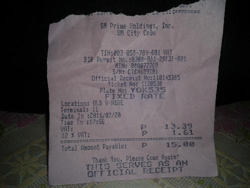 mall parking ticket - do you agree paying parking at the mall?