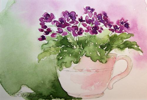 African violets  - A beautiful painting of African violets...