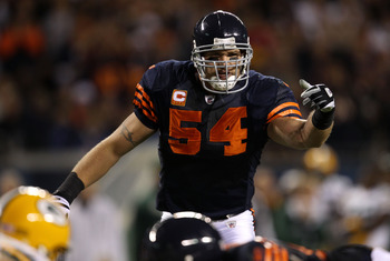 Brian Urlacher - The Chicago Bears linebacker. He is jealous the Bears don't have a field as Lambeau Field!