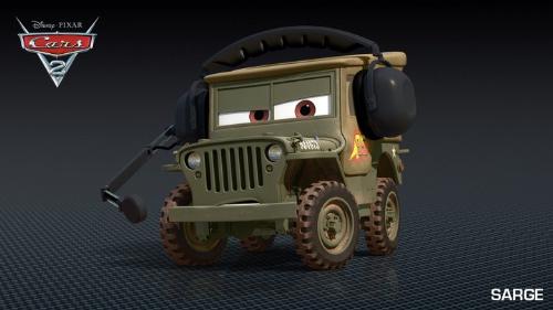 Sarge - Sarge,the Army Jeep. He is also part of Lightning McQueen's pit crew.