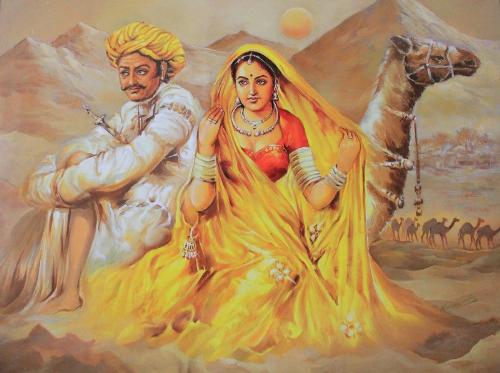 Desert Romance - A beautiful Rajasthani Painting depicting romance...