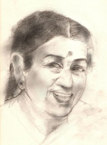Lata Mangeshkar  - A pencil drawing rambabu