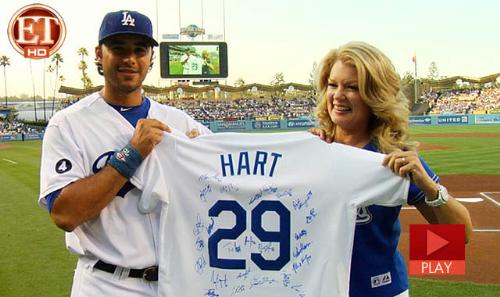 Dodger game - Recently Mary Hart,the former host of 'Entertianment tonight' was at Dodger Stadium for :Mary Hart: day. As you can see she is a big Dodger fan and recived a personal jersey with all the players names autographed on it! very cool!