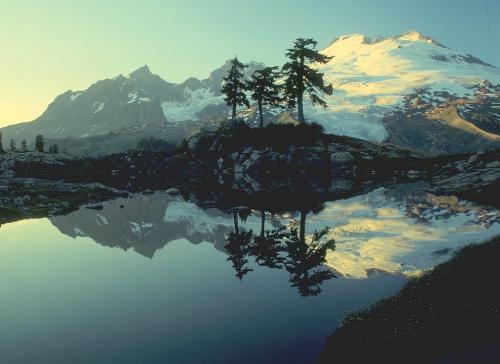 Mountains and lake.. - A lovely painting of mountains reflected in the lake...