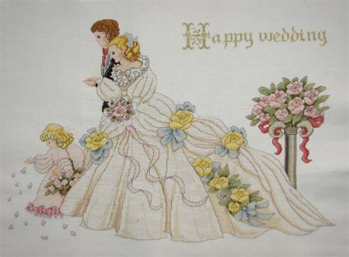 New Finished Completed Cross Stitch - Wedding - - Completed Cross Stitch 100% Hand-made