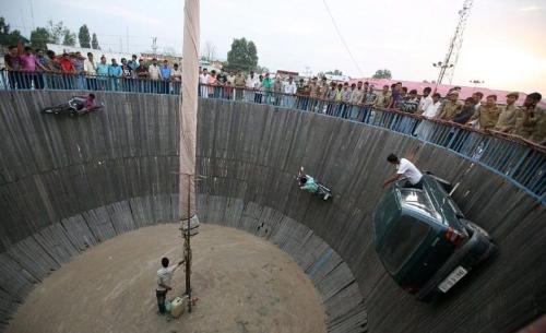 well of death - this well of death is common in india, dare devil performers