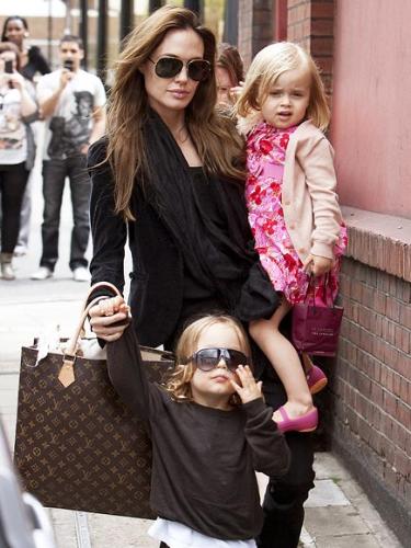Twins - Angie with twins Knox and Vivienne Jolie-Pitts.