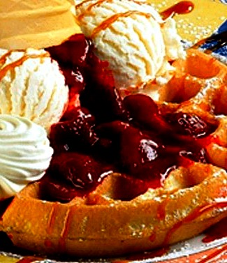 Waffle - its a belgian waffle with ice cream on top.