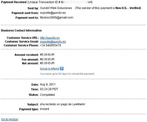 My 1st payment from LeeMails - My first payout from LeeMails.