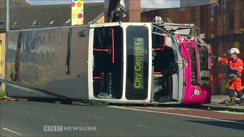 double decker bus - the double decker bus that toppled over
